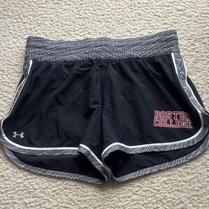 Under Armour Women’s Black Boston College Athletic Shorts with Maroon Logo